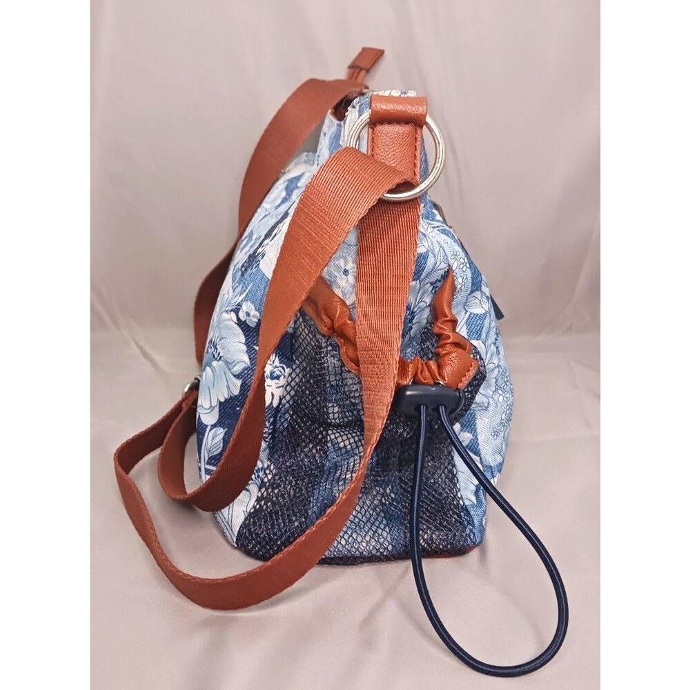 LILY BLOOM Denim Petal Patch Adjustable Shoulder Bag Purse Blue Floral Excellent - Picture 2 of 6